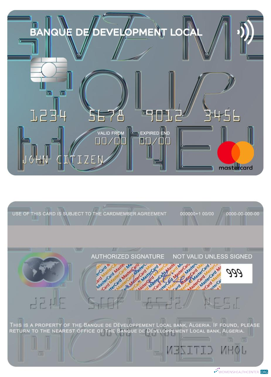 Download Algeria Banque de Développement Local mastercard Photoshop template